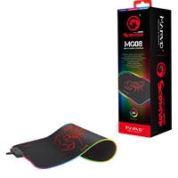 Marvo MG08 Gaming Mouse Pad, 7 Colour LED with 3 RGB Effects, Medium 350x250x4mm, USB Connection, Soft Microfiber Surface for Speed and Control with Non-Slip Rubber Base and Stitched Edges, Black