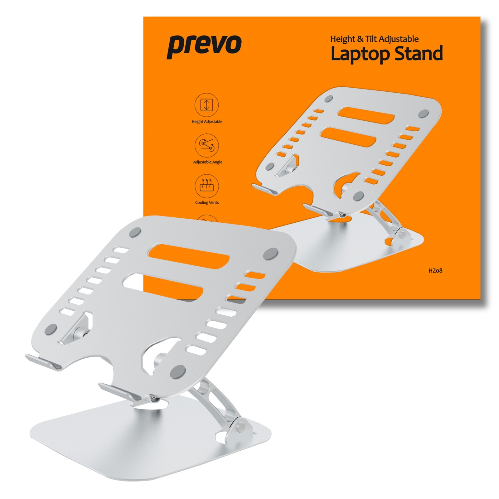 (image for) Prevo Aluminium Alloy Laptop Stand, Fit Devices from 11 to 17 Inches, Non-Slip Silicone, Height and Angle Adjustable