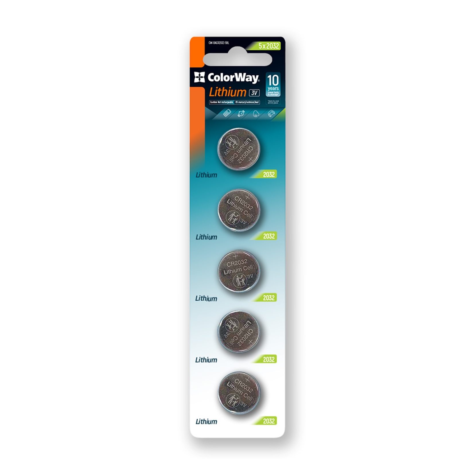 (image for) Colorway Lithium Power Blister Pack of 5 Coin Cell CR2032 Batteries