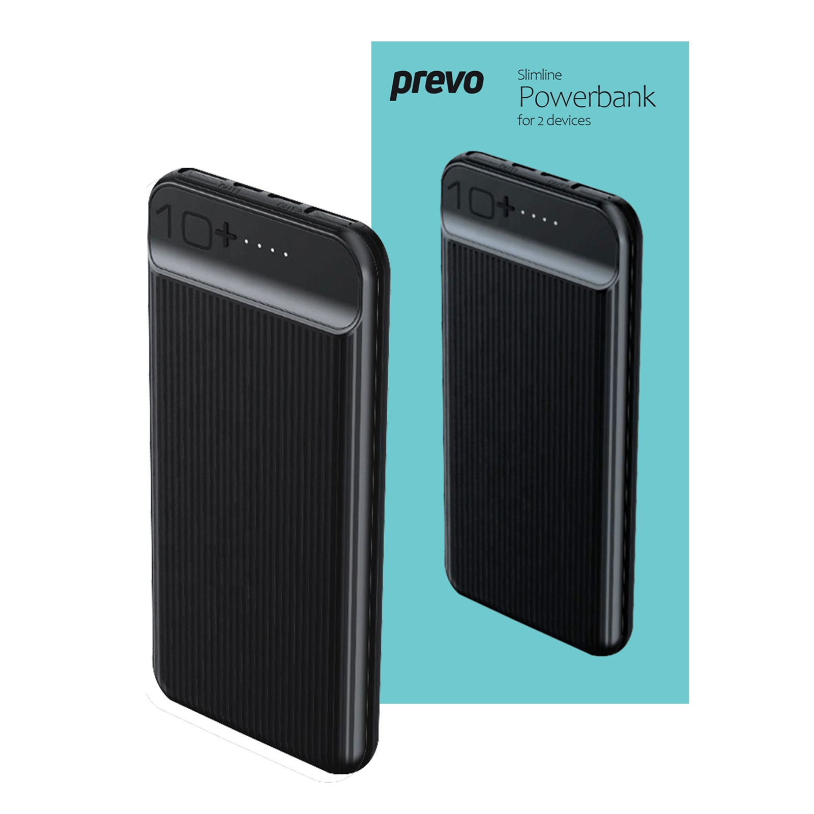 (image for) Prevo SP3012 Power bank,10000mAh Portable Fast Charging for Smart Phones, Tablets and Other Devices, Slim Design, Dual-Port with USB Type-C and Micro USB Connection, Black