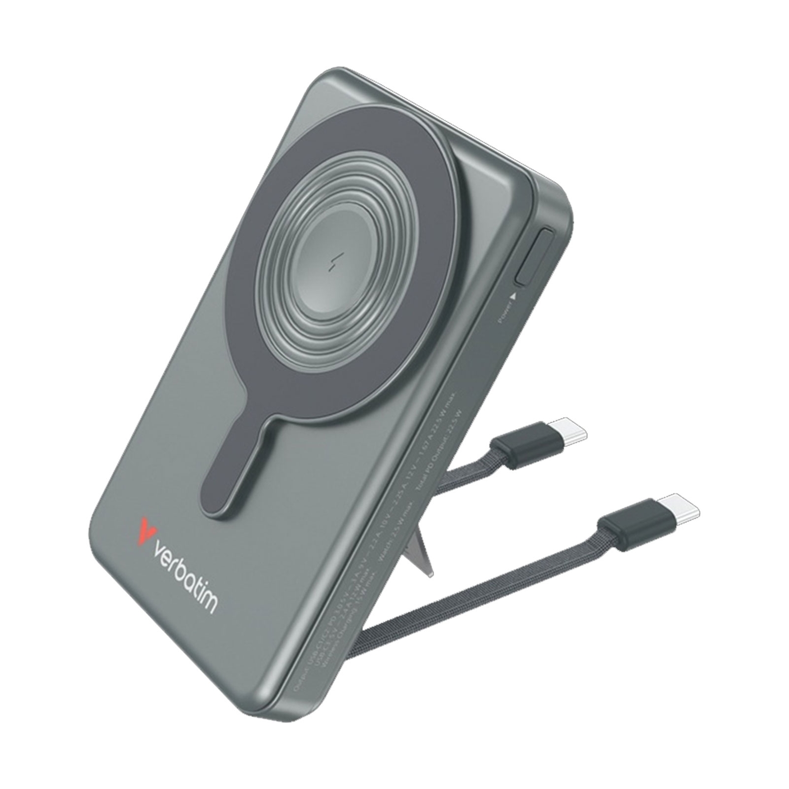 Verbatim Charge'n'Go 2C & Display MagSafe Power Bank 10000 mAh Grey