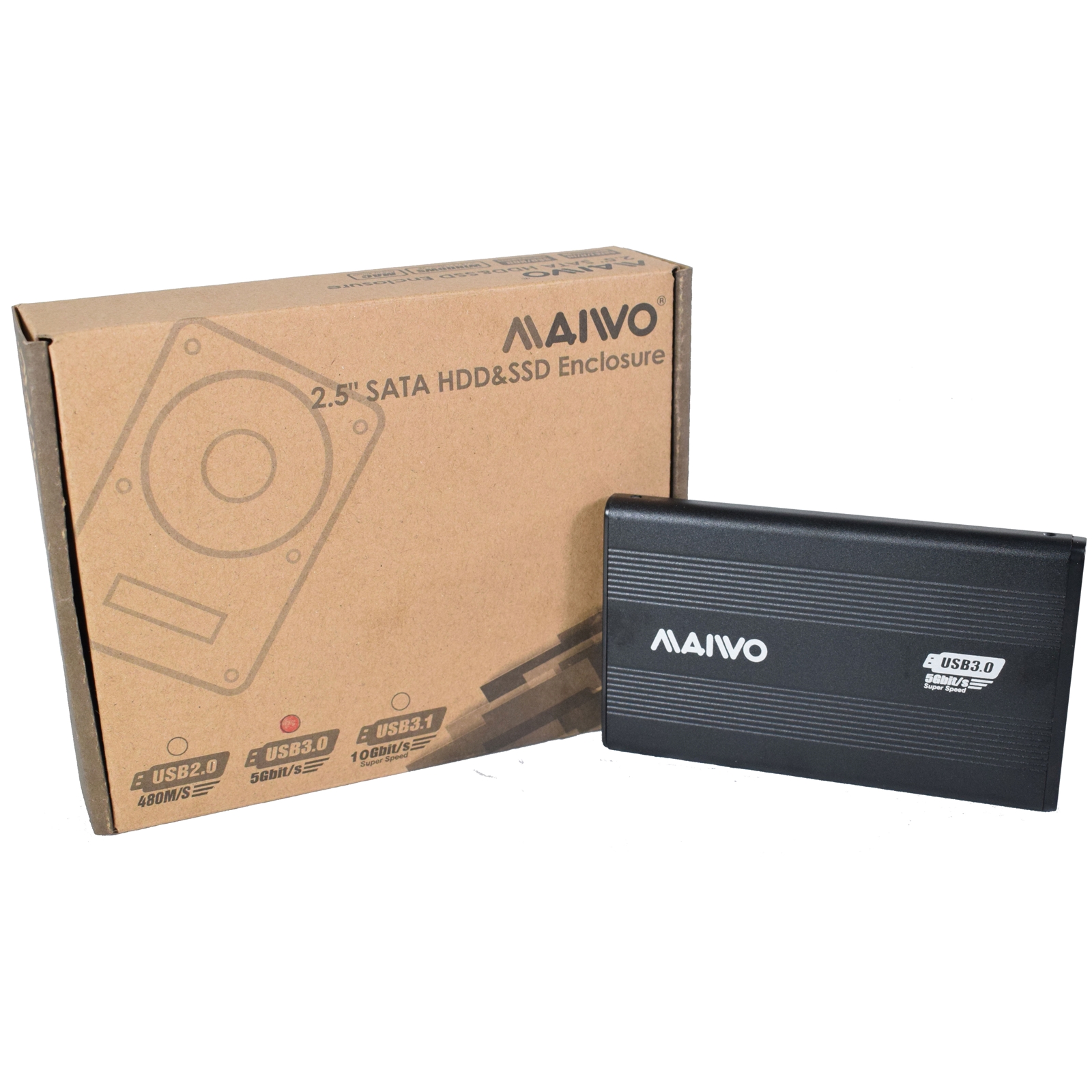 (image for) Maiwo 2.5 Inch External Hard Drive Enclosure, USB 3.0, 5Gbps, Black, For SATA III HDD/SSD
