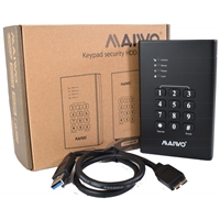Maiwo 2.5 Inch External Enclosure, Keypad, Encrypted, Black, For Sata 3 HDD, SSD