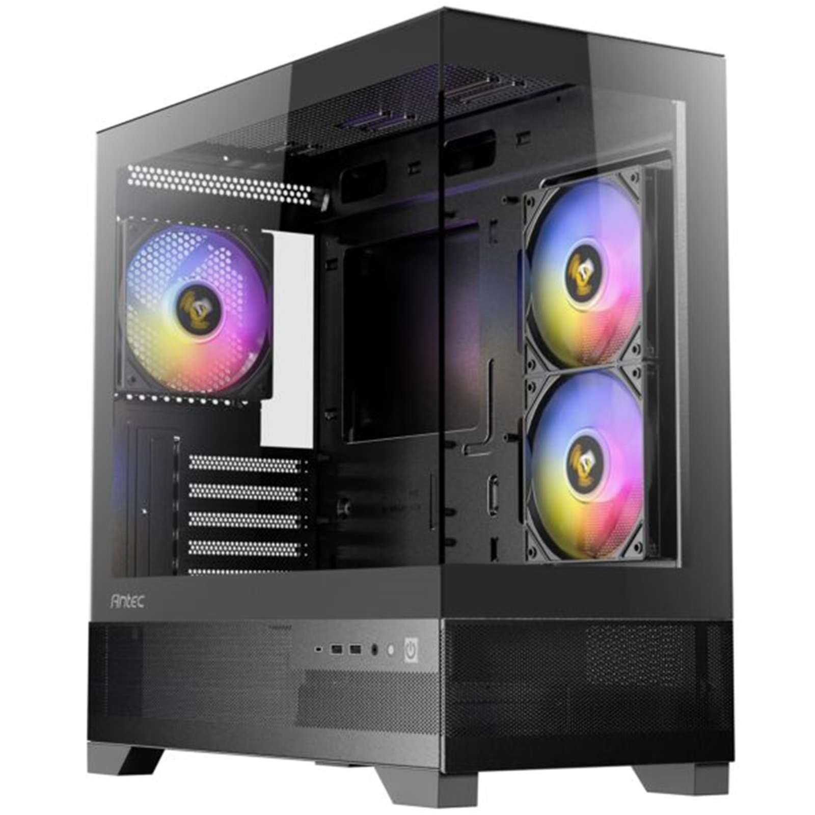 (image for) ANTEC CX500M Micro Tower Gaming Case, Black, ARGB, 2 x USB 3.0 / 1 x USB Type-C, Tempered Glass Side Panel, Micro-ATX/ITX