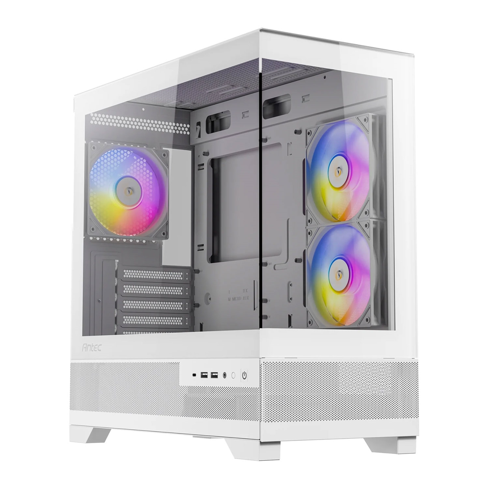 (image for) ANTEC CX500M Micro Tower Gaming Case, White, ARGB, 2 x USB 3.0 / 1 x USB Type-C, Tempered Glass Side Panel, Micro-ATX/ITX