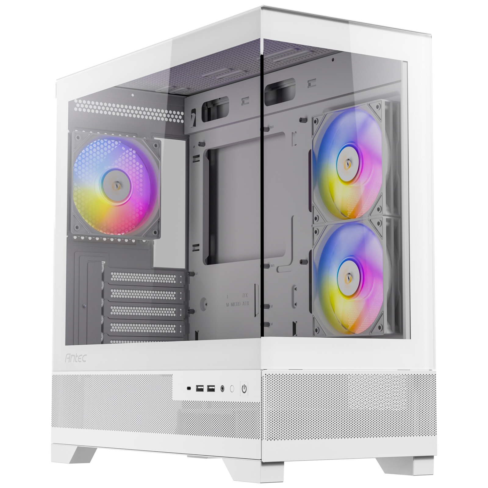 (image for) ANTEC CX500M Micro Tower Gaming Case, White, 2 x USB 3.0 / 1 x USB Type-C, Tempered Glass Side Panel, Micro-ATX/ITX