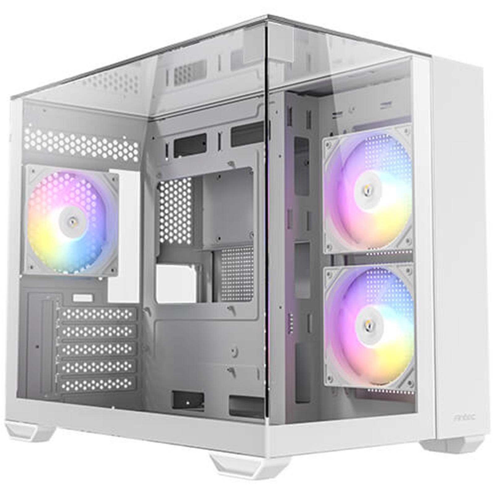 (image for) Antec CX600M Trio ARGB Mini Tower Gaming Case, White, Tempered Glass Panels, Dual Chamber Design, Vertical Cooling, Pre-Installed ARGB Fans, Water Cooling Support