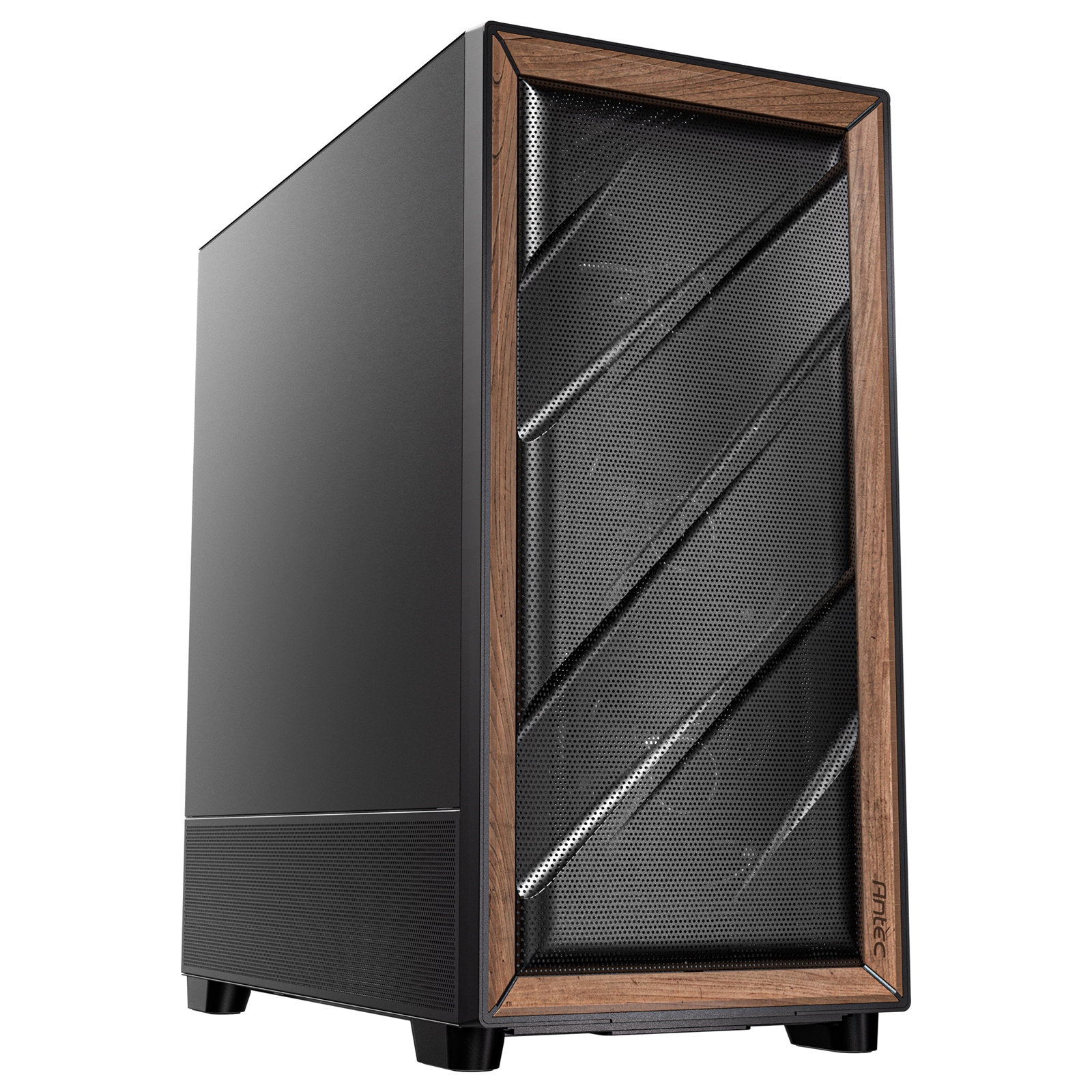 (image for) Antec Flux SE Full Tower PC Case with Solid Side Panel, Black/Wood, 5x Pre-Installed Fans, USB Type-C, E-ATX/ATX/mATX/mITX Compatibility