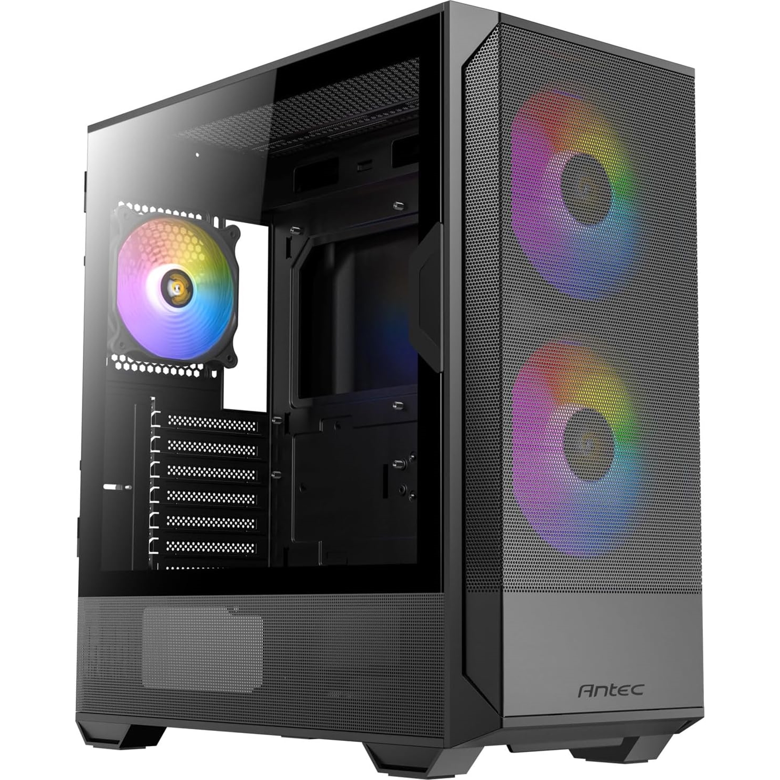 (image for) ANTEC NX416L Case, Gaming, Black, Mid Tower, 1 x USB 3.0 / 2 x USB Type-C, Tempered Glass Side Window Panel, Addressable RGB LED Fans, ATX, Micro ATX, ITX