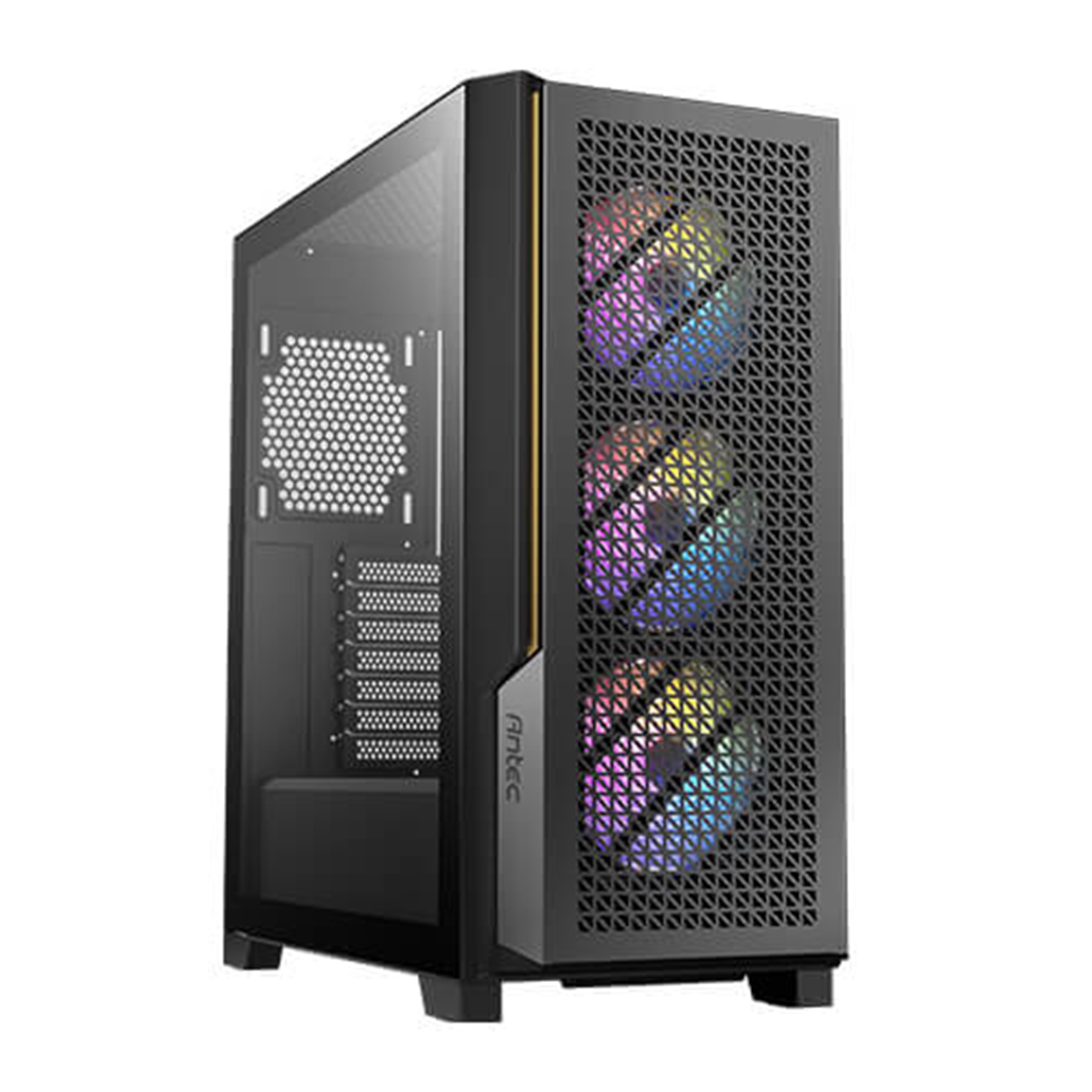 (image for) ANTEC P20C ARGB Case, Gaming, Black, Mid Tower, 2x USB 3.0, 1x USB Type-C 3.2 Gen2, Audio In/Out, 4mm Tempered Glass Side Panel, Unique Metal Mesh Panel, High Airflow Design, 3x 120mm ARGB Fans, E-ATX, ATX, Micro-ATX, ITX