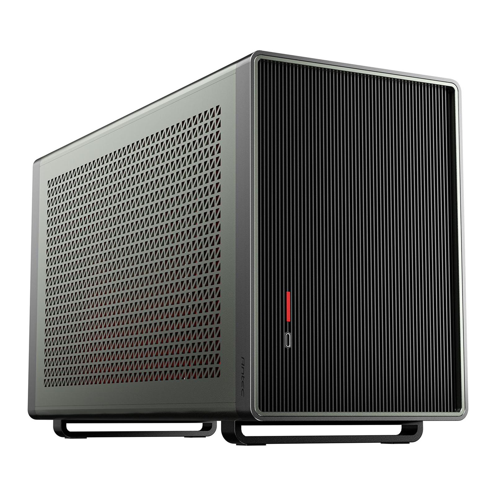 (image for) Antec Performance 1M Aventurine Mini-ITX Gaming Case with Aluminum Finish, PCIe 4.0 Riser Cable, USB 3.2 Gen2 Type-C, Tool-Free Side Panels, Solid Side Panel, SFX-L & SFX PSU Support
