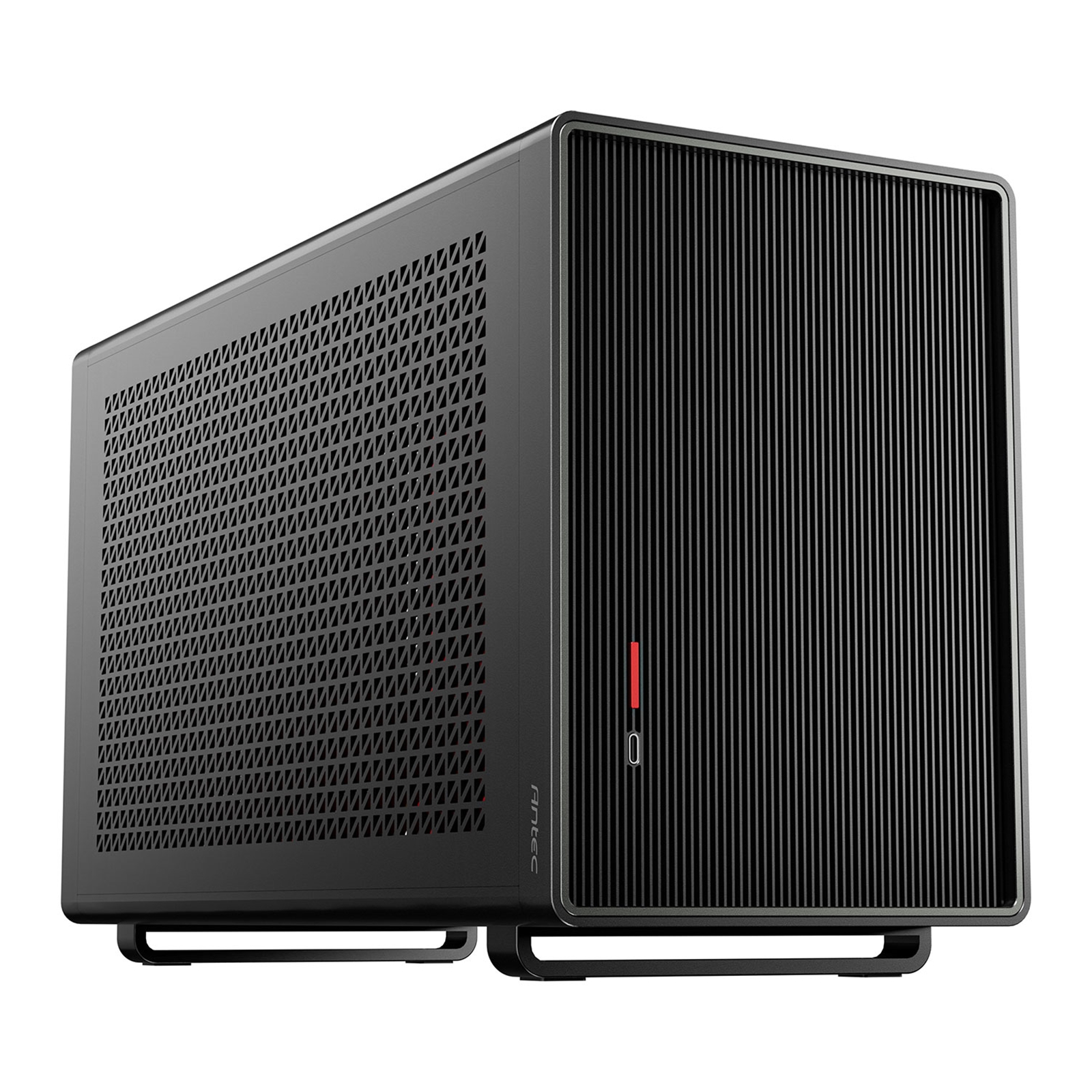 (image for) Antec Performance 1M Black Mini-ITX Gaming Case with Aluminum Finish, PCIe 4.0 Riser Cable, USB 3.2 Gen2 Type-C, Tool-Free Side Panels, Solid Side Panel, SFX-L & SFX PSU Support