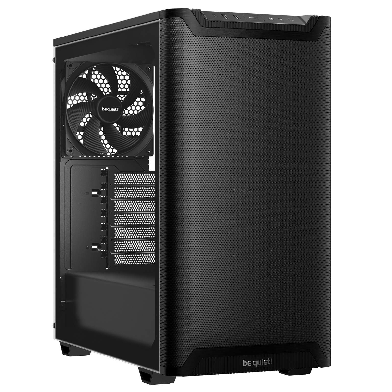 (image for) be quiet! Pure Base 501 Case, Airflow Window Black, Mid Tower, 2 x USB Type-A, 1 x USB Type-C, 2 x Pure Wings 2 140mm Black PWM Fans Included, Sleek front panel and airflow top cover for a unified, classic design.