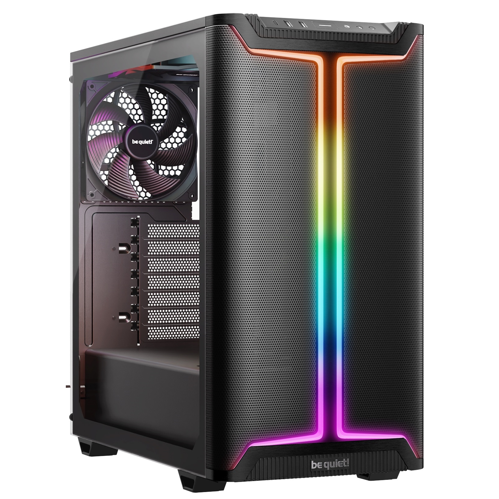 (image for) be quiet! Pure Base 501 DX Case, Airflow Window Black, Mid Tower, 2 x USB Type-A, 1 x USB Type-C, 3 x Pure Wings 3 140mm Black PWM Fans Included, Dynamic case front design with elegant ARGB lighting inside and outside of the case