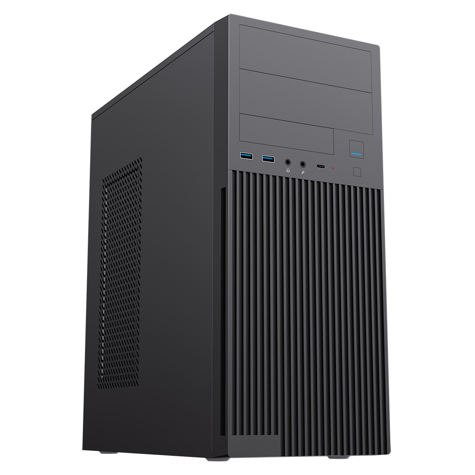 CiT Academy Mid-Tower Office PC Case With USB Type C and 80mm Rear Black Fan and 500W Power Supply Included