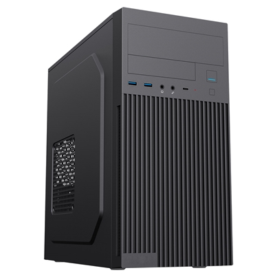 CiT Mentor Micro-ATX Office PC Case With USB Type C and 80mm Rear Black Fan Included