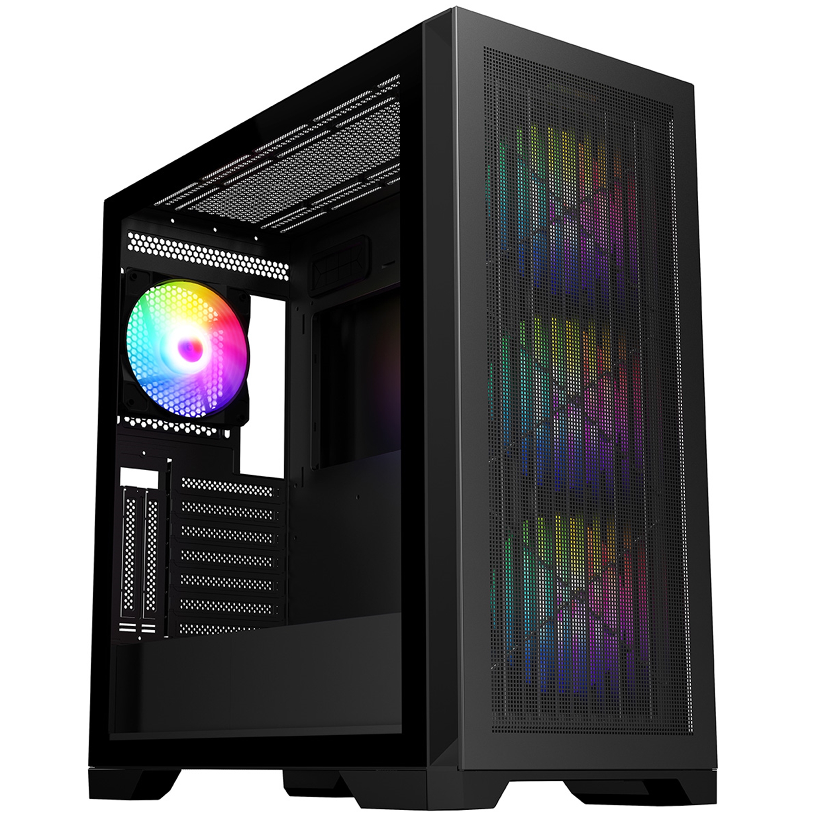 (image for) CRONUS Phanes Gaming PC Case, Mid Tower with Tempered Glass, ARGB Lighting, Enhanced Connectivity, and Superior Airflow, ATX, Micro ATX, Mini-ITX, and E-ATX