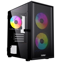 CRONUS Theia Airflow Case, Gaming, Black, Micro Tower, 1 x USB 3.0 / 2 x USB 2.0, Tempered Glass Side Window Panel, Mesh Front Panel for Optimized Airflow, Addressable RGB LED Fans, Micro ATX, Mini-ITX
