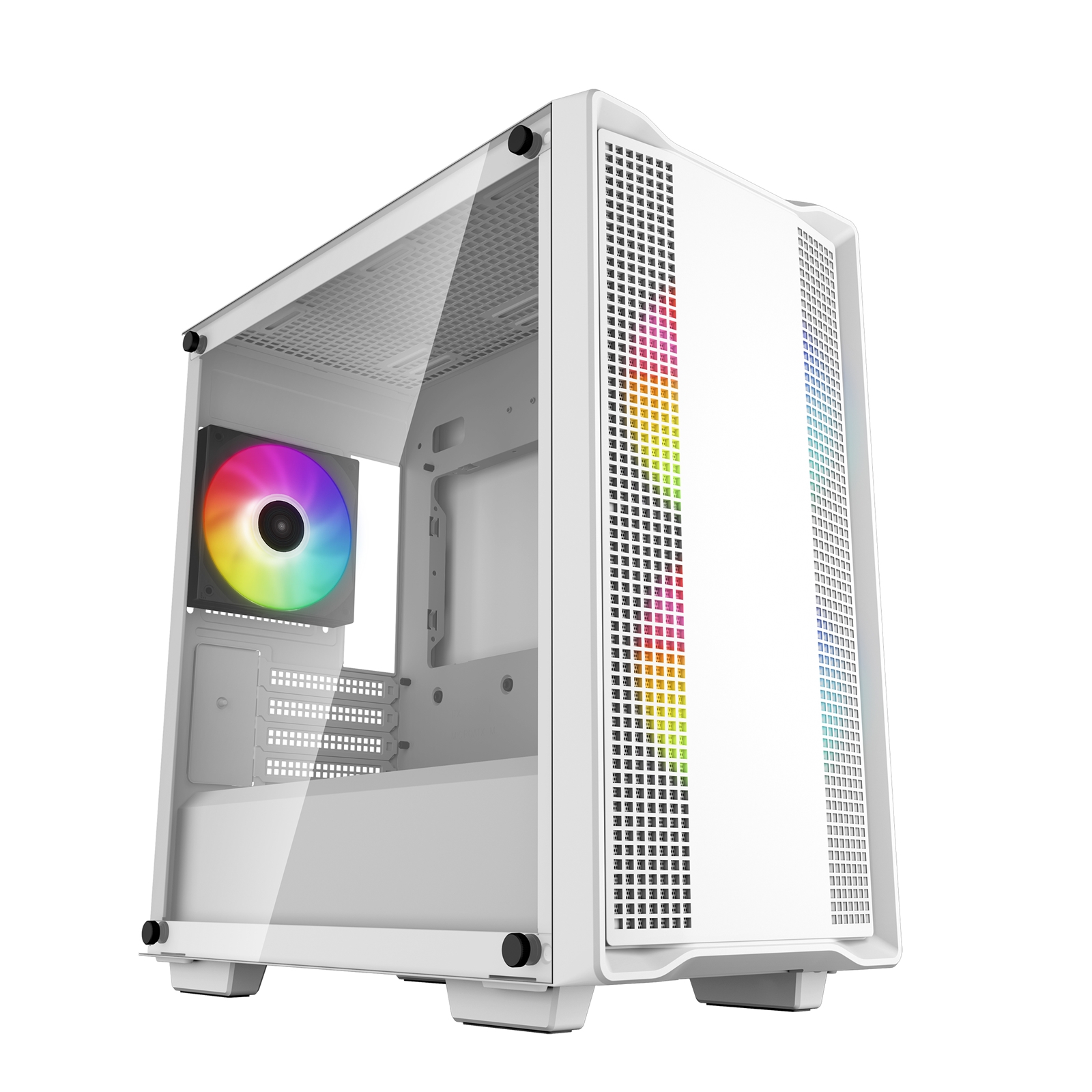 (image for) DeepCool CC360 ARGB WH, White, Mini Tower Chassis w/ Tempered Glass Window, 3x 120mm ARGB Fans, USB 3.0, mATX/mITX