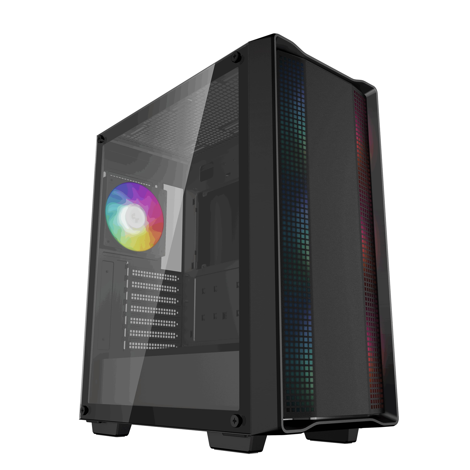 (image for) DeepCool CC560 ARGB V2 Case, Gaming, Black, Mid Tower, 1 x USB 3.0 / 1 x USB 2.0, Tempered Glass Side Window Panel, Abundant Airflow Performance, Addressable RGB LED Fans, ATX, Micro ATX, Mini-ITX