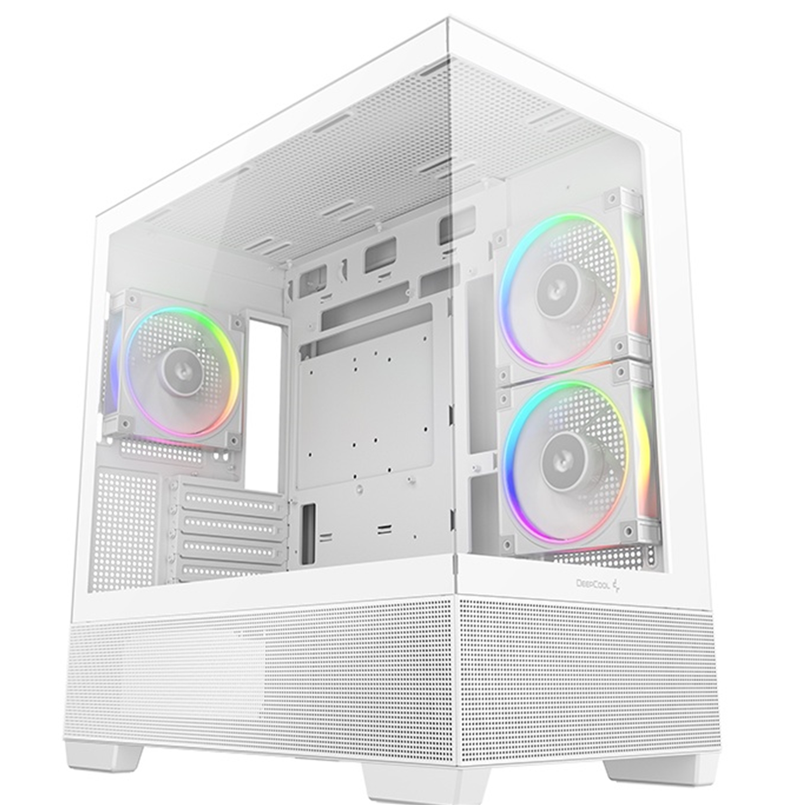 DeepCool CG380 3F Micro-ATX Gaming Case White Panoramic Tempered Glass Side Panel, Mesh Airflow Front, 3 Pre-Installed ARGB Fans, USB-C & USB-A Front I/O, Spacious SFF/mATX/ITX Build Support