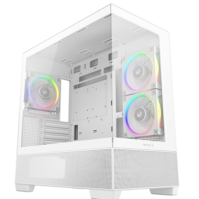 DeepCool CG380 3F Micro-ATX Gaming Case White  Panoramic Tempered Glass Side Panel, Mesh Airflow Front, 3 Pre-Installed ARGB Fans, USB-C & USB-A Front I/O, Spacious SFF/mATX/ITX Build Support