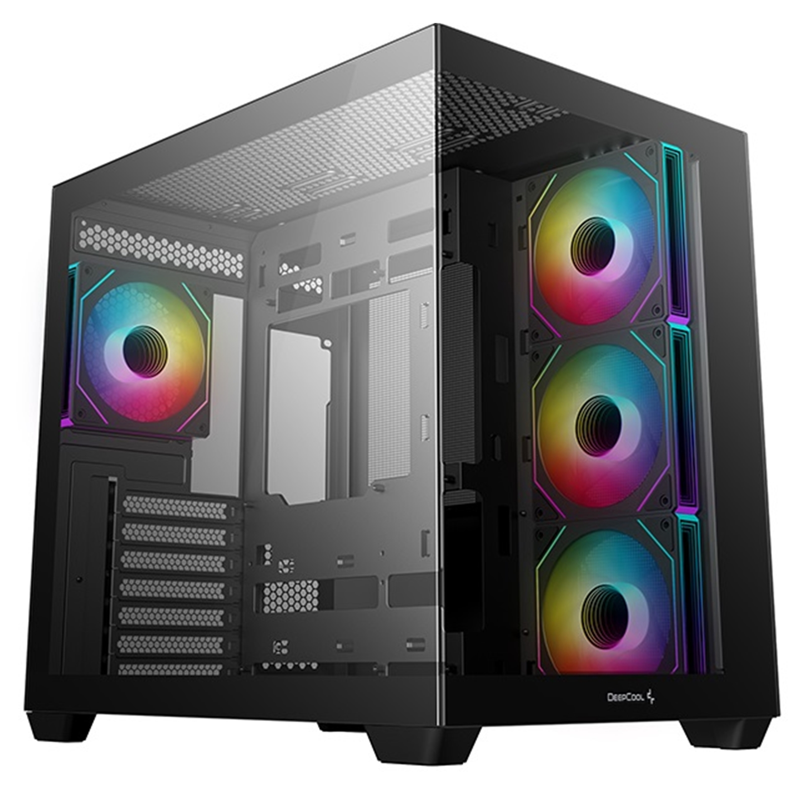 (image for) DeepCool CG530 4F Mid-Tower Case with Tempered Glass Panels, 4 Pre-Installed ARGB Fans, and Optimal Airflow Support, Black