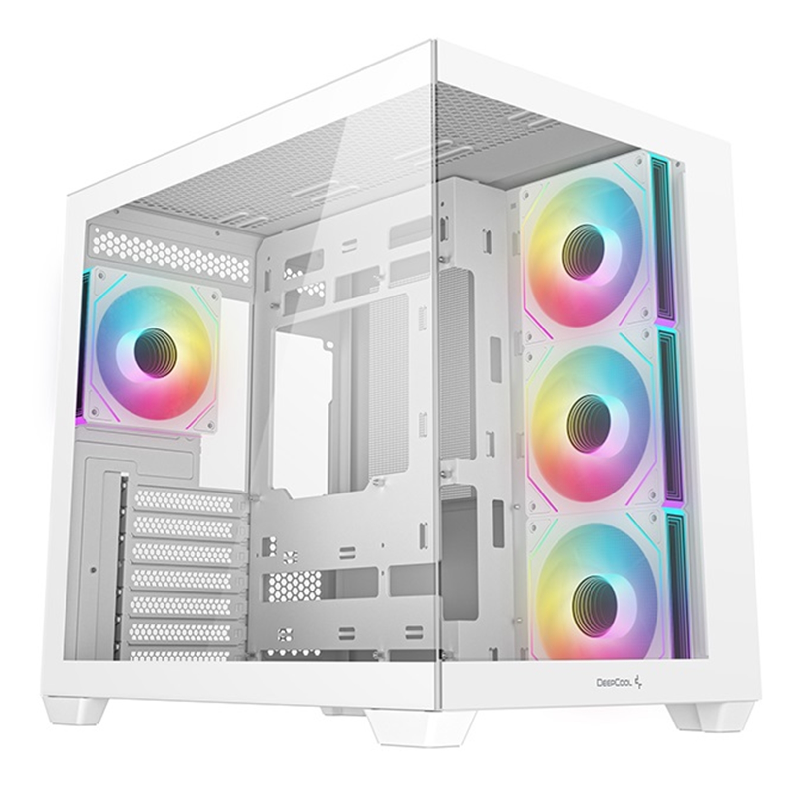 (image for) DeepCool CG530 4F Mid-Tower Case with Tempered Glass Panels, 4 Pre-Installed ARGB Fans, and Optimal Airflow Support, White