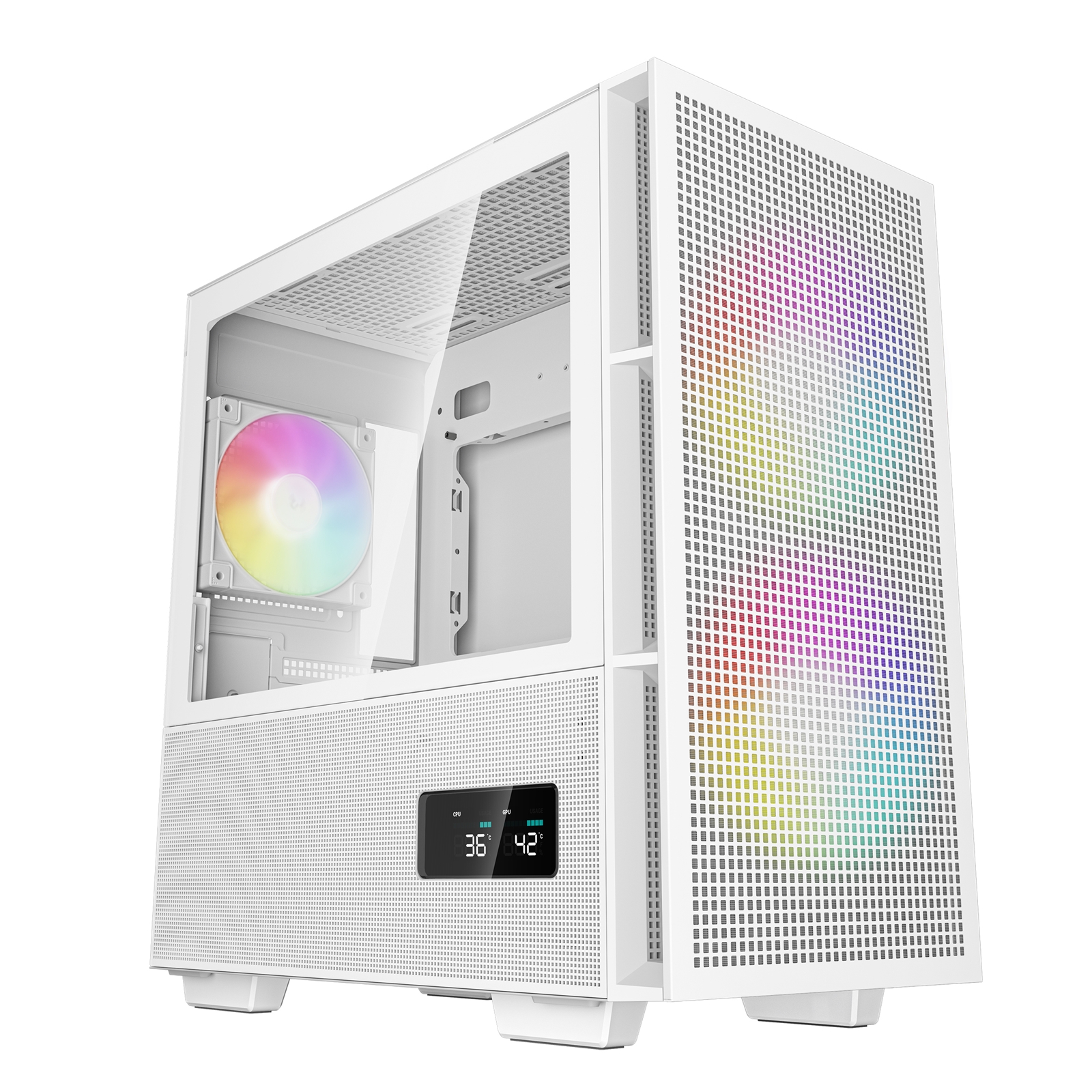 (image for) DeepCool CH360 Digital Gaming Case White, Mid Tower with Tempered Glass Side Window Panel, Advanced Cooling, USB 3.0/USB-C Ports, Pre-Installed Fans, Micro ATX/Mini-ITX