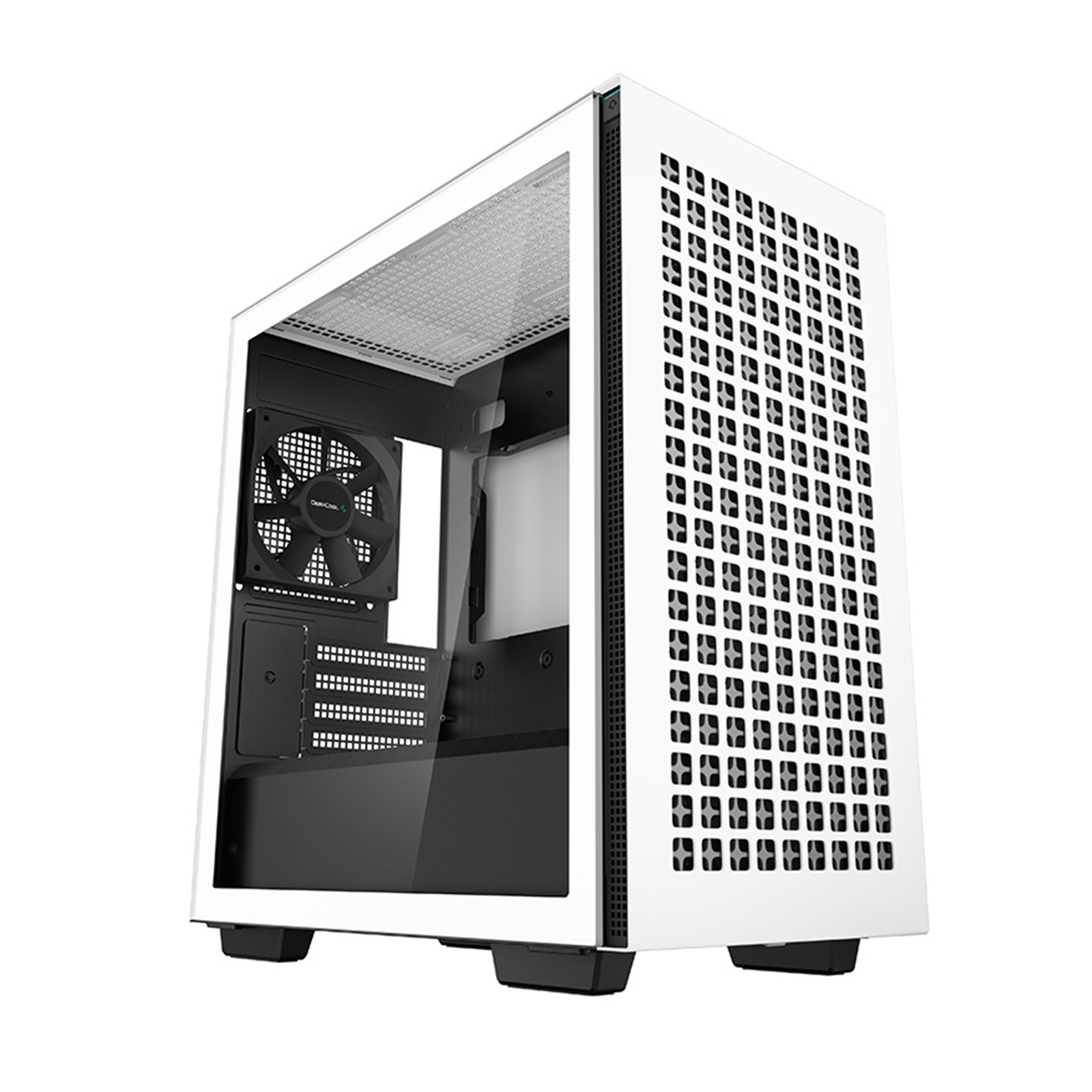 (image for) DeepCool CH370 WH, White, Mini Tower Chassis w/ Tempered Glass Window, 1x 120mm Fan, 2x USB 3.0, mATX/mITX