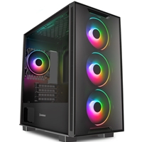 GAMEMAX Commando TG Case, Gaming, Black, Micro Tower, 1 x USB 3.0 / 2 x USB 2.0, Tempered Glass Side & Front Window Panels, Addressable RGB LED Fans, ARGB Fan Hub, Micro ATX, Mini-ITX