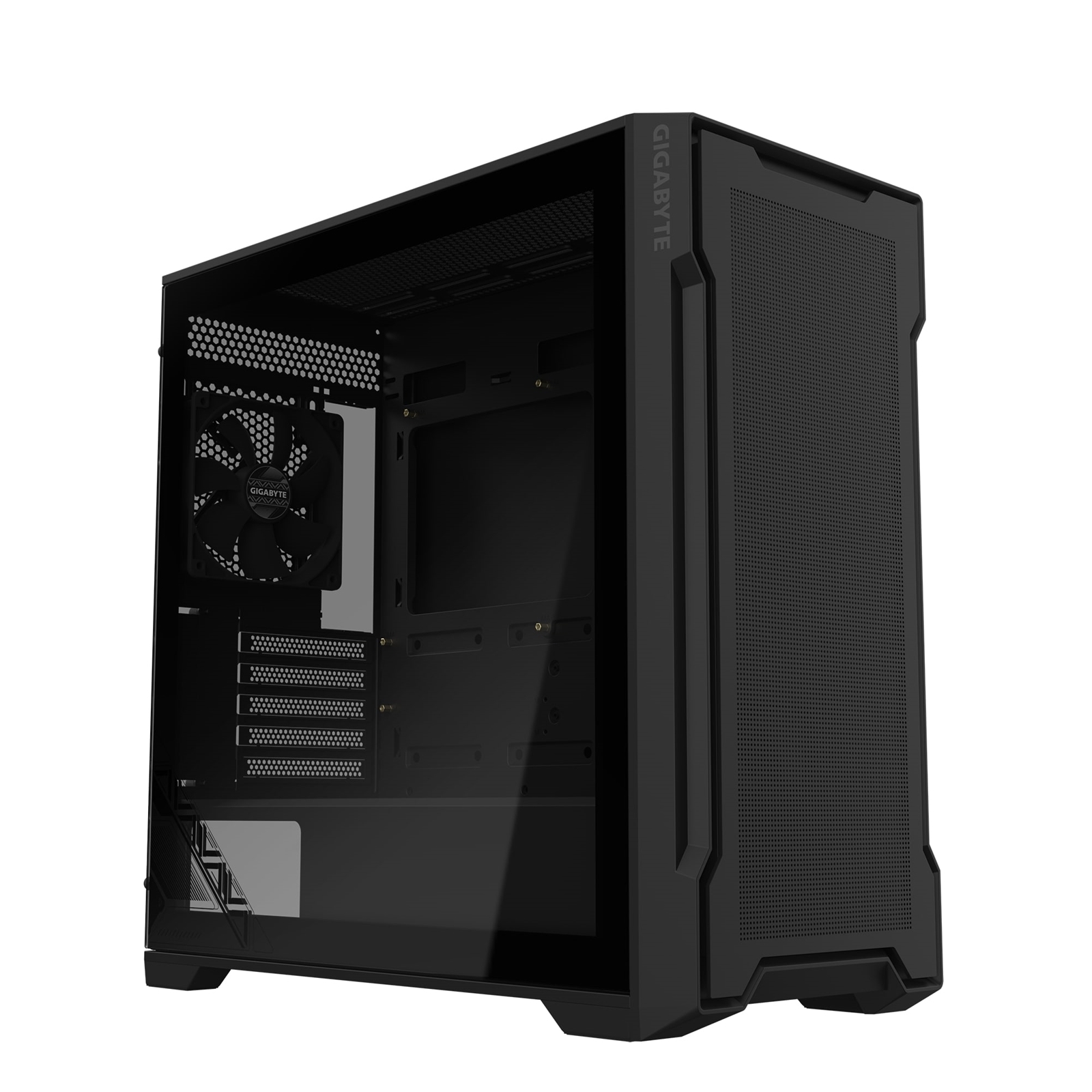 (image for) Gigabyte C102 GLASS Mid Tower PC Case - Black, Tempered Glass Side Panel, Optimized Airflow, Dual USB 3.0 Ports, Supports Liquid Cooling Up to 360mm