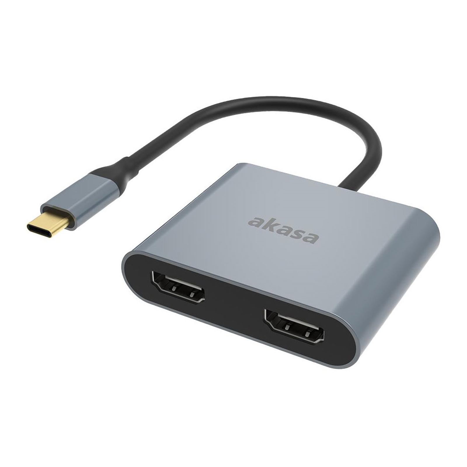 (image for) Akasa AK-CBCA26-18BK USB Type-C to Dual HDMI MST Adapter, 4K@60Hz Single Output, 4K@30Hz Dual Output