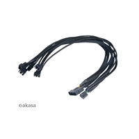 Akasa AK-CBFA03-45 FLEXA FP5 4-Pin Molex to 5 x 4-Pin PWM Fan (5 x M (1 with RPM Feedback for Motherboard)) 0.45m Black Retail Packaged Internal Extension Cable