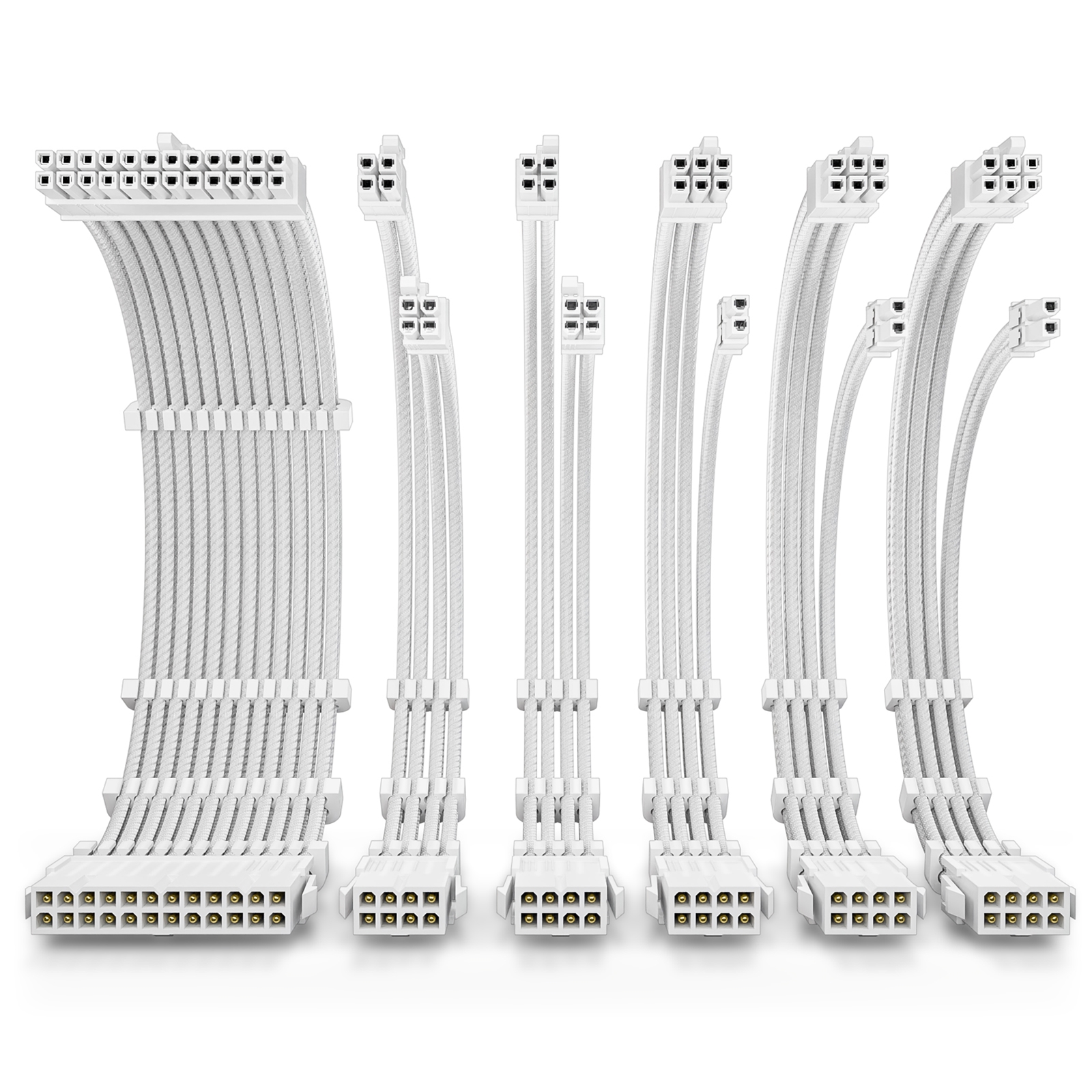 (image for) Antec White PSU Extension Cable Kit - 6 Pack (1x 24 Pin, 2x 4+4 Pin, 3x 6+2 Pin)
