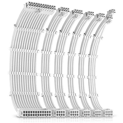 Antec White PSU Extension Cable Kit - 6 Pack (1x 24 Pin, 1x 4+4 Pin, 2x 8 Pin, 2x 6 Pin)