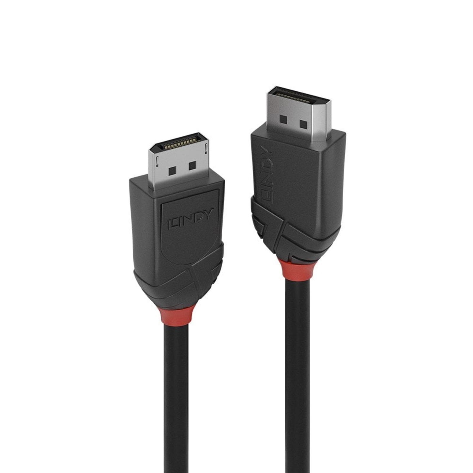 (image for) LINDY 36492 Black Line DisplayPort Cable, DisplayPort 1.2 (M) to DisplayPort 1.2 (M), 2m, Black & Red, Supports UHD Resolutions up to 4096x2160@60Hz, Triple Shielded Cable, Corrosion Resistant Copper 30AWG Conductors, Retail Polybag Packaging