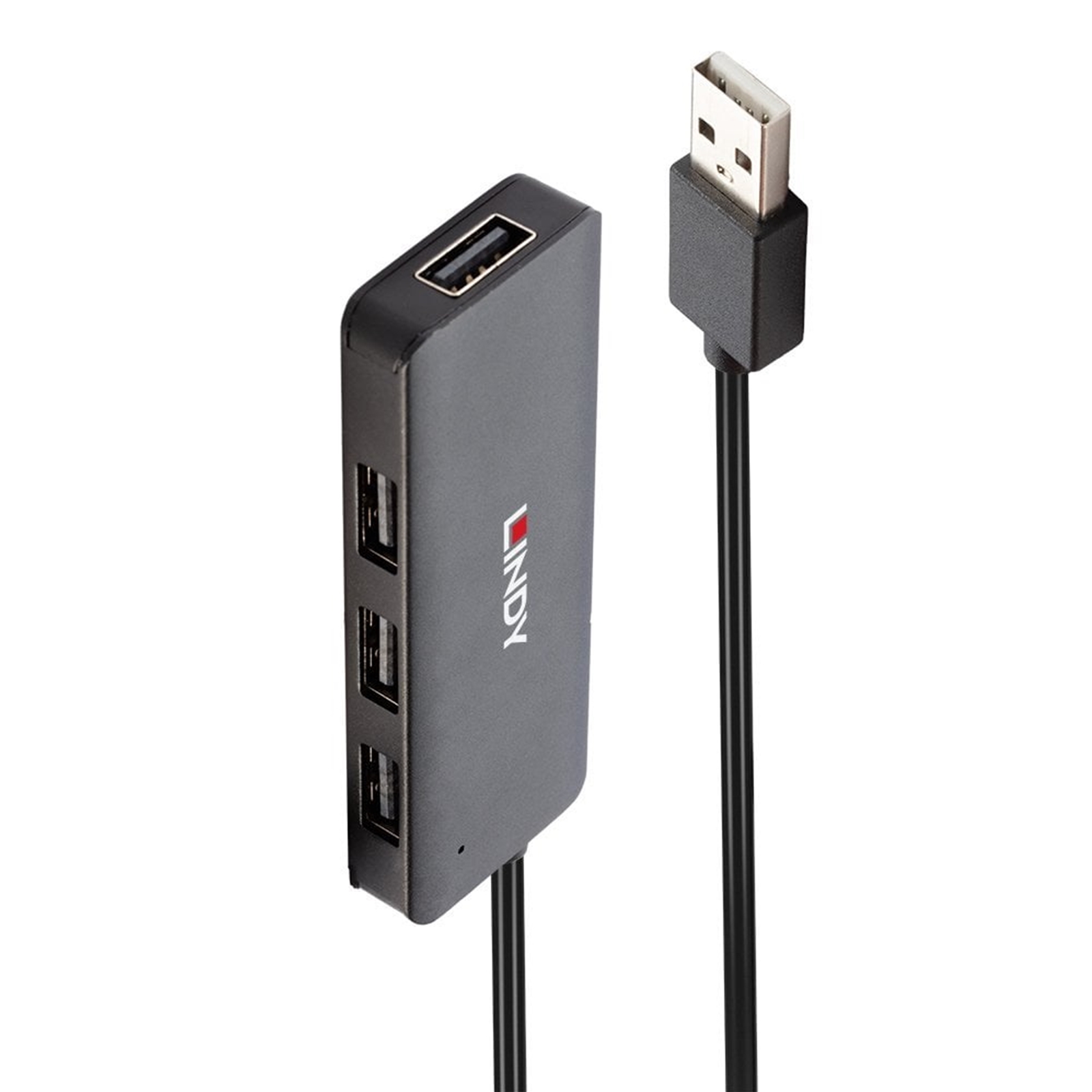 (image for) LINDY 42986 4 Port USB Hub, 4 x USB 2.0 Type-A (F) Ports, Supports Data Transfer Rates of up to 480 Mbps, Plug and Play Installation, USB Bus-Powered with DC Socket for External Power Supply