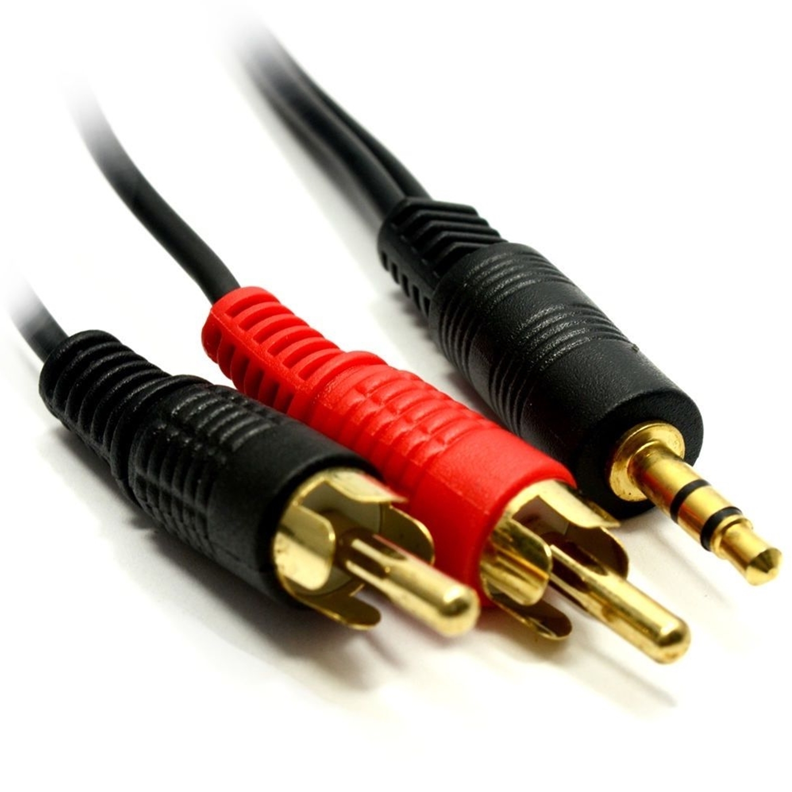 (image for) 3.5mm (M) Stereo Jack to 2 x RCA Plug (M + M) 2m Black OEM Cable