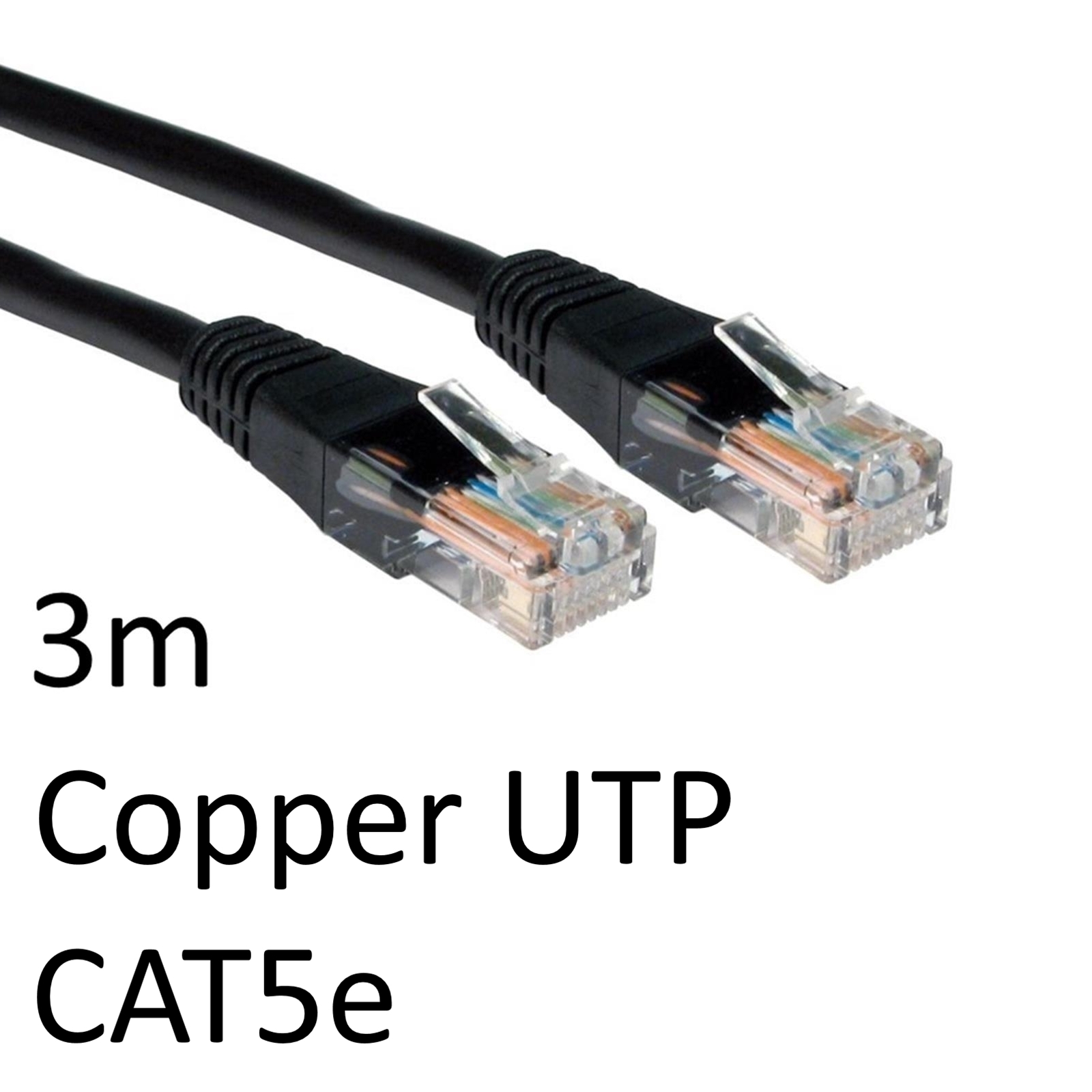 (image for) RJ45 (M) to RJ45 (M) CAT5e 3m Black OEM Moulded Boot Copper UTP Network Cable