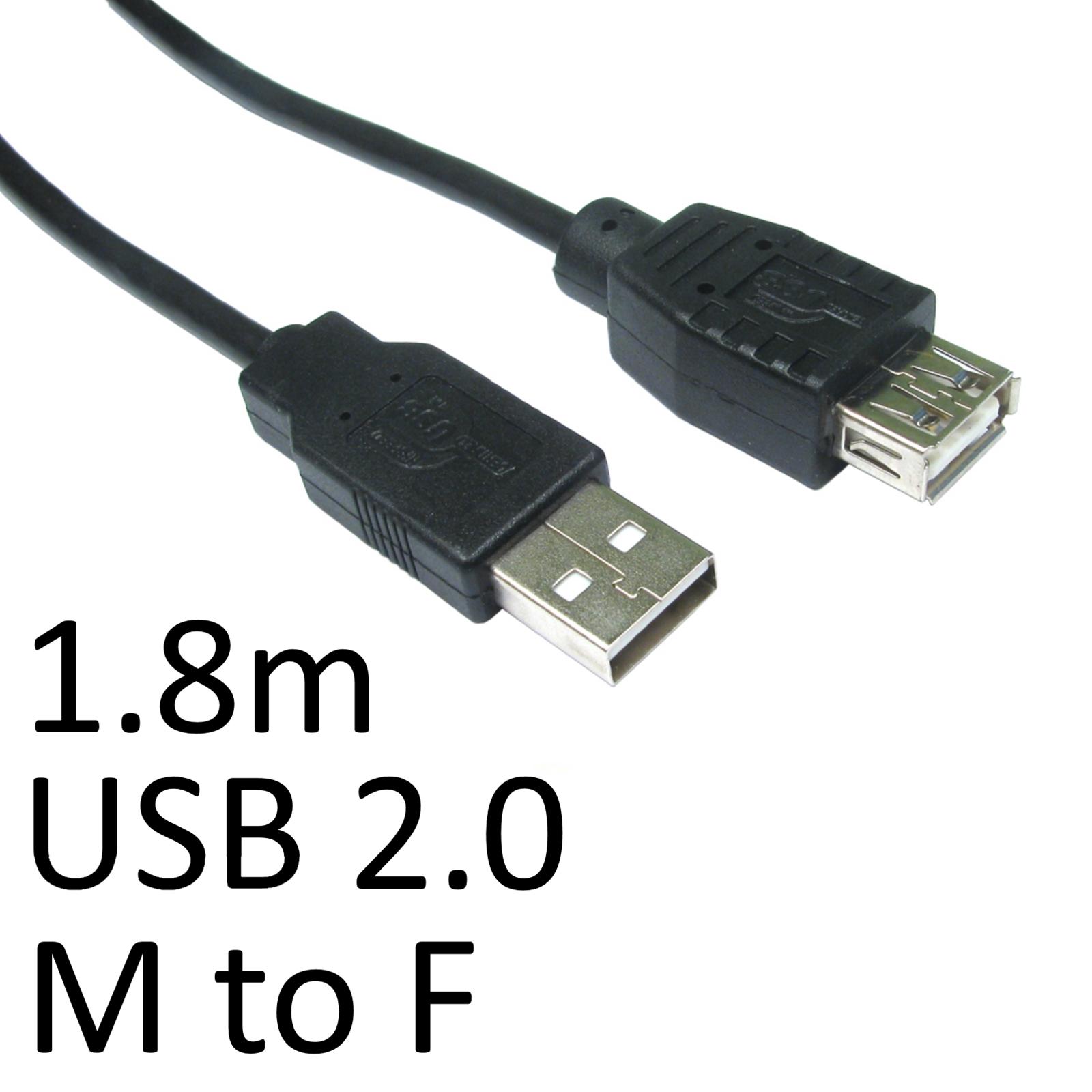 (image for) USB 2.0 A (M) to USB 2.0 A (F) 1.8m Black OEM Extension Data Cable