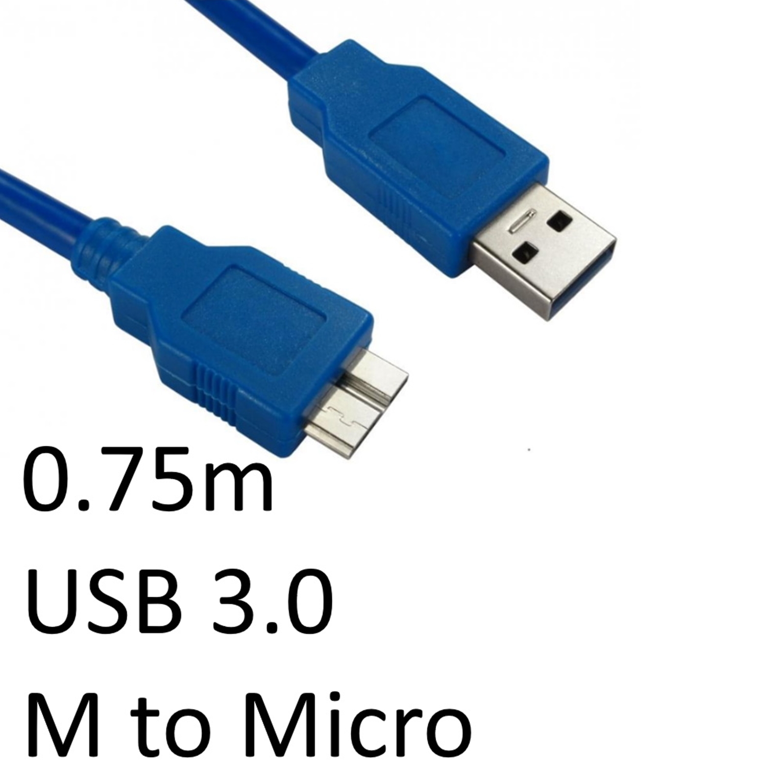 (image for) USB 3.0 A (M) to USB 3.0 Micro B (M) 0.75m Blue OEM Data Cable