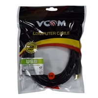 VCOM USB 2.0 A (M) to USB 2.0 B (M) 5m Black Retail Packaged Gold Plated Printer/Scanner Data Cable