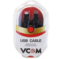 VCOM USB 2.0 A (M) to USB 2.0 A (F) 3m Black Retail Packaged Extension Data Cable