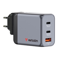 Verbatim (32201) Gnc-65 Gan Charger 65w With 2 X Usb-c Pd 65w / 1 X Usb-a Qc 3.0 (eu/uk/us) 32201 - Tgt01