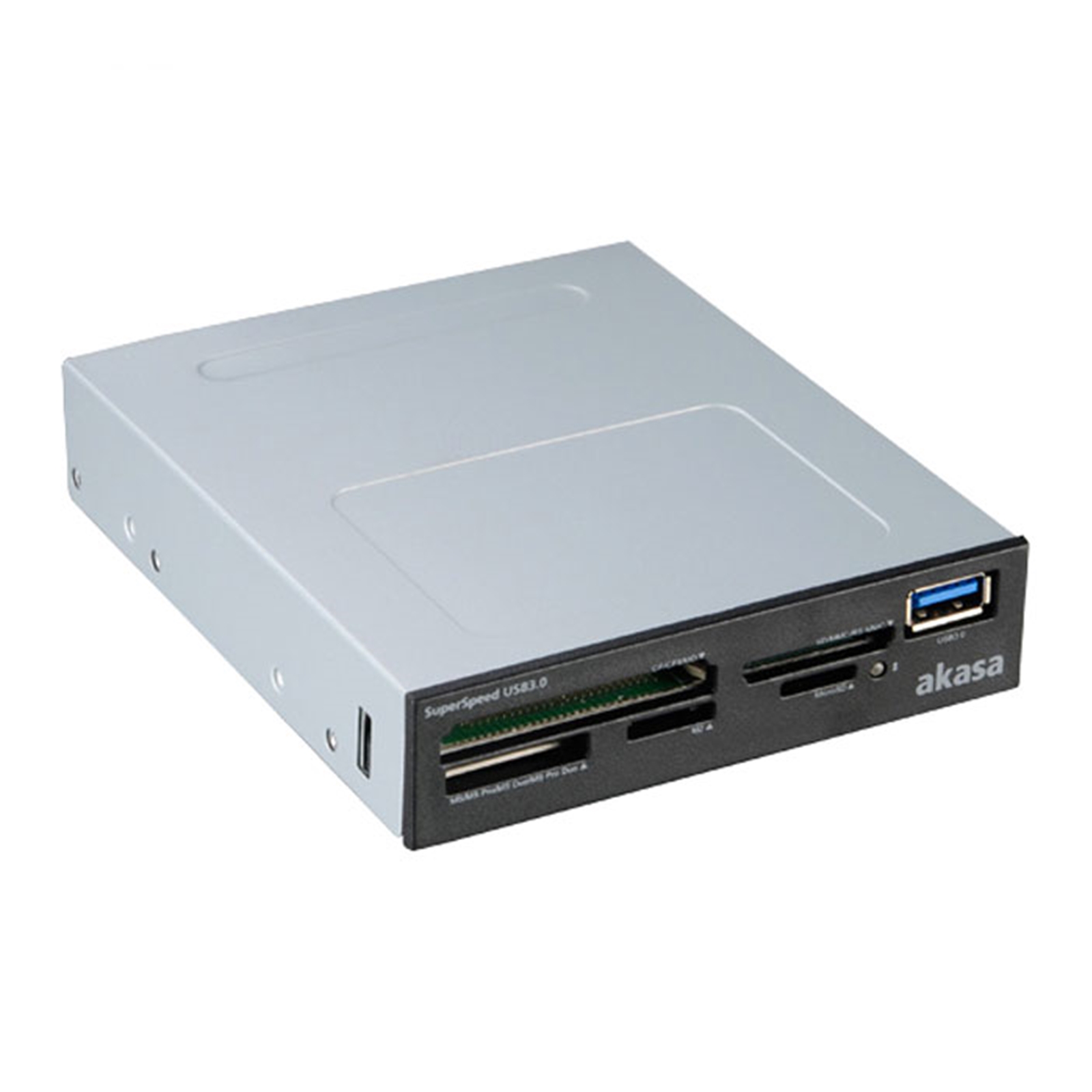 (image for) Akasa USB 3.0 Multi Card Reader, Supports CF/MS/SD/MicroSD UHS-II Cards, 3.5", Internal USB 3.0 Connector, Black, for PC