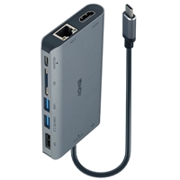 LINDY 43323 DST-Mini XT, USB-C Laptop Mini Docking Station with Single Display (4K) or Dual Display (Full HD) & 100W Pass-Through Charging, 2 year warranty