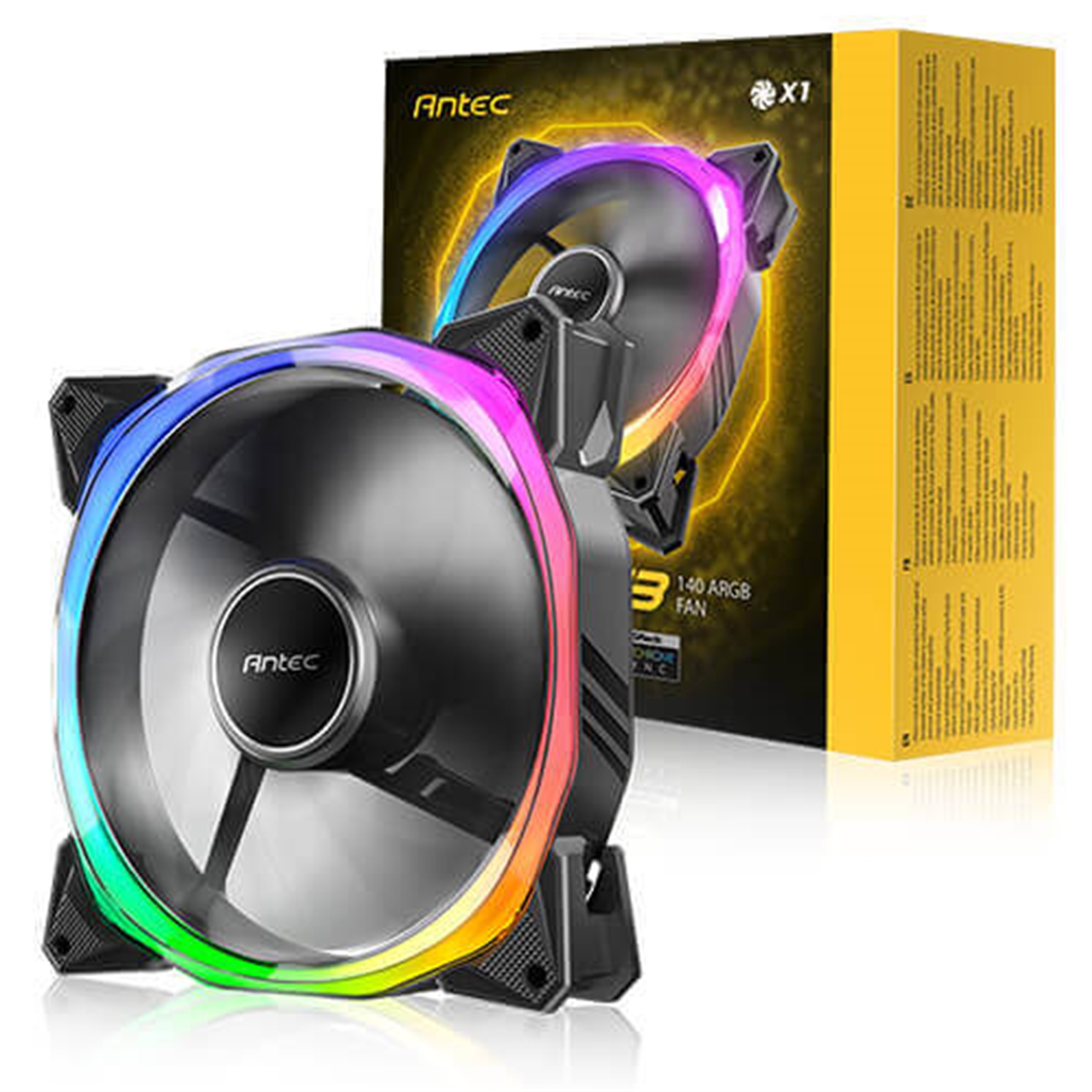 (image for) Antec Fusion T3 140mm ARGB PWM Case Fan - Hydraulic Bearing, 600-1500 RPM, Black