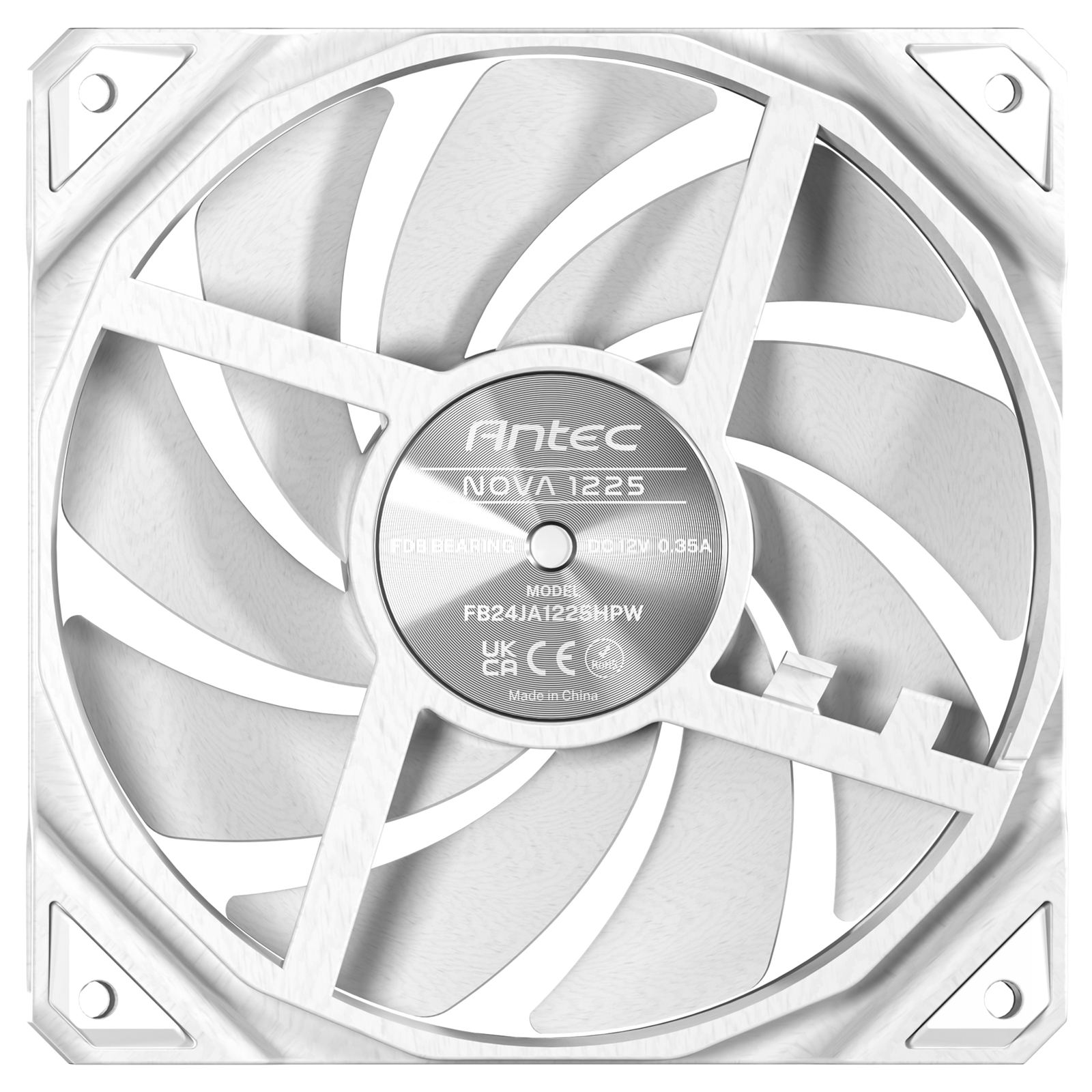 (image for) Antec NOVA 120 PWM Fan, White, High-Performance Cooling with Fluid Dynamic Bearing, Precise Three-Phase Speed Control, Industrial-Grade Metal Construction, and Dustproof Design