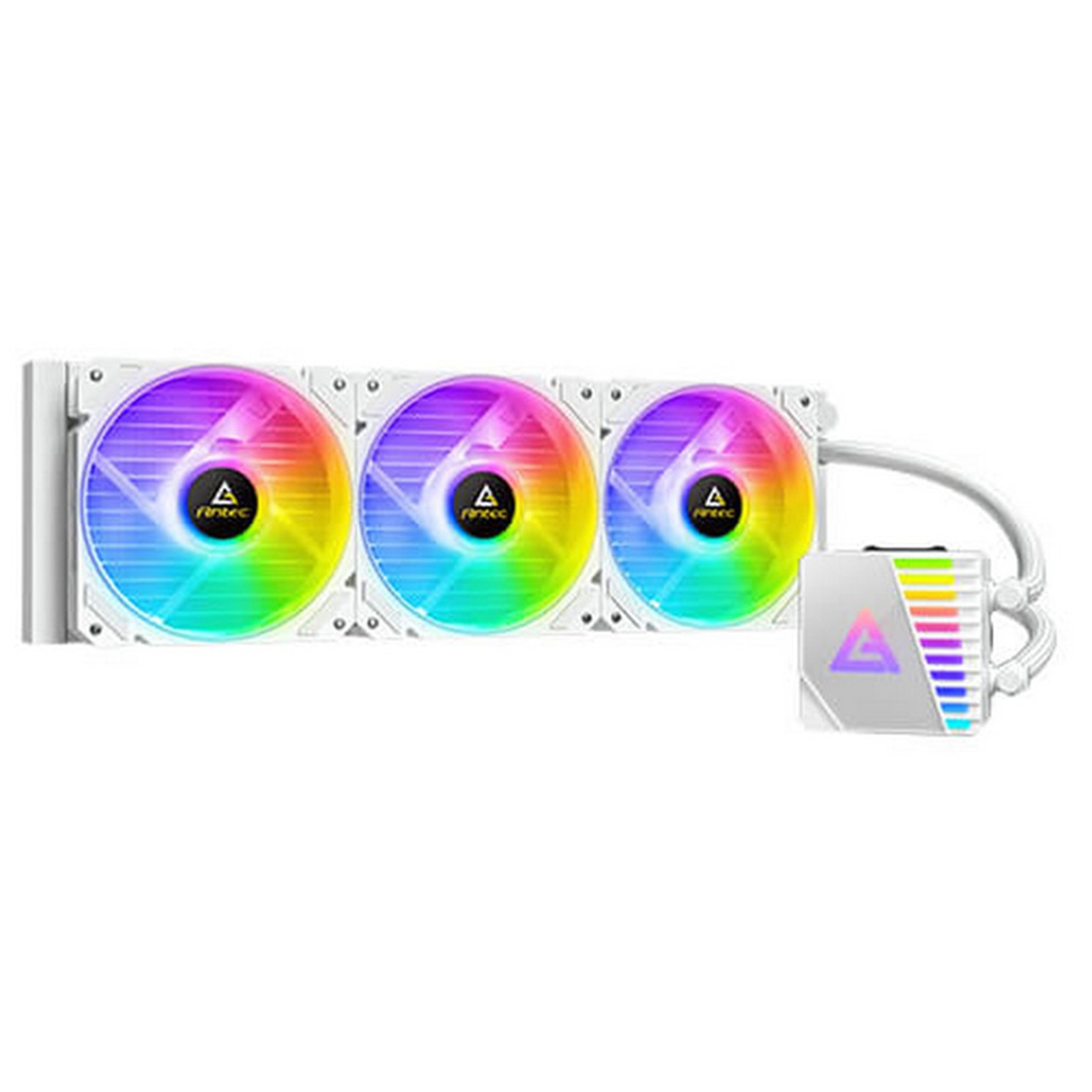 (image for) ANTEC Symphony 360 AiO Liquid CPU Cooler, Universal Socket, White, 360mm Radiator, PWM 1600RPM Cooling Fans, Addressable RGB LED Lighting with Chromatic ARGB Lighting Pump Head